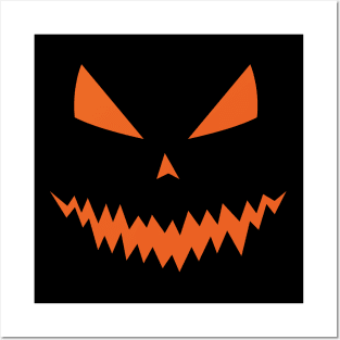 Halloween Jack OLantern orange pumpkin face on black Posters and Art